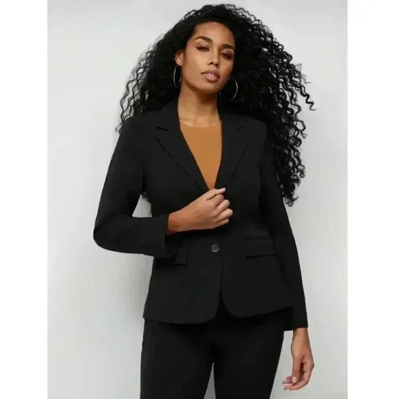 New York & Company Stretch Navy Single Breasted Two Button Blazer Corp Size 2 - Picture 1 of 6